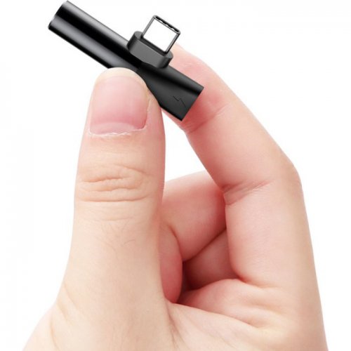 Переходник аудио Baseus L41 USB Type-C to USB Type-C + 3.5mm (CATL41-01) Black купить в Украине: Киев, Днепр, Харьков, Одесса  | Низкая цена, отзывы, характеристики от TELEMART фото