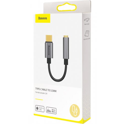 Переходник аудио Baseus L54 USB Type-C to 3.5mm (CATL54-0G) Gray купить в Украине: Киев, Днепр, Харьков, Одесса  | Низкая цена, отзывы, характеристики от TELEMART фото