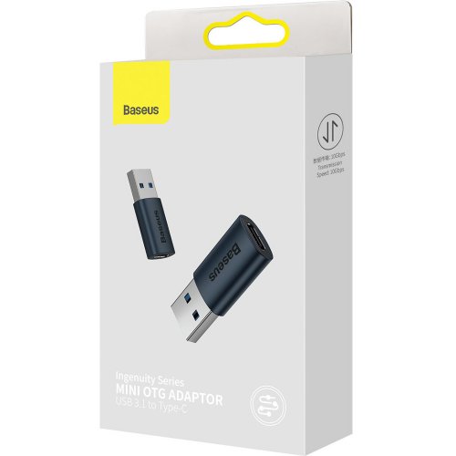Адаптер Baseus Ingenuity Series Mini OTG Adaptor USB 3.1 to USB Type-C (ZJJQ000103) Blue купить в Украине: Киев, Днепр, Харьков, Одесса  | Низкая цена, отзывы, характеристики от TELEMART фото