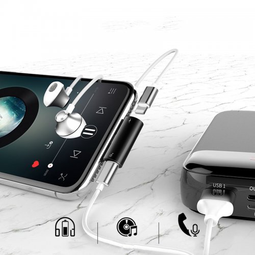 Адаптер Baseus L46 Lightning to 2 x Lightning (CAL46-01) Black купить в Украине: Киев, Днепр, Харьков, Одесса  | Низкая цена, отзывы, характеристики от TELEMART фото