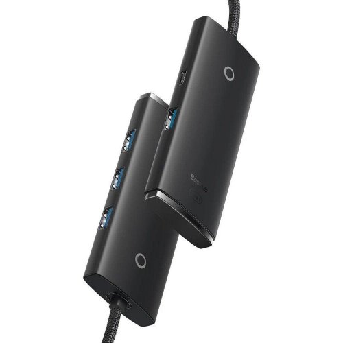 USB-хаб Baseus Lite Series USB Type-C 4 in 1 (WKQX030401) Black купить в Украине: Киев, Днепр, Харьков, Одесса  | Низкая цена, отзывы, характеристики от TELEMART фото