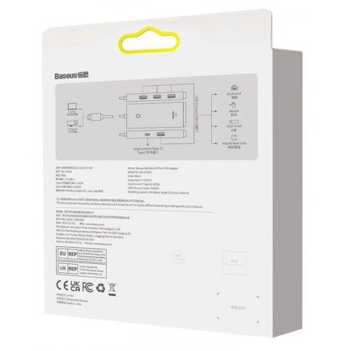 USB-хаб Baseus Lite Series USB Type-C 4 in 1 (WKQX030401) Black купить в Украине: Киев, Днепр, Харьков, Одесса  | Низкая цена, отзывы, характеристики от TELEMART фото