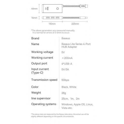 USB-хаб Baseus Lite Series USB Type-C 4 in 1 (WKQX030401) Black купить в Украине: Киев, Днепр, Харьков, Одесса  | Низкая цена, отзывы, характеристики от TELEMART фото