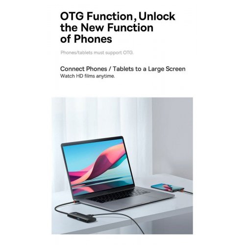 USB-хаб Baseus Lite Series USB Type-C 4 in 1 (WKQX030401) Black купить в Украине: Киев, Днепр, Харьков, Одесса  | Низкая цена, отзывы, характеристики от TELEMART фото