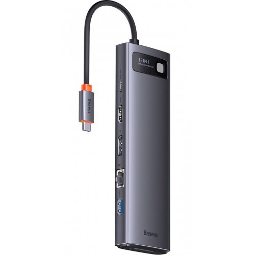 USB-хаб Baseus Metal Gleam Series USB Type-C 12 in- 1 (WKWG020213) Gray купить в Украине: Киев, Днепр, Харьков, Одесса  | Низкая цена, отзывы, характеристики от TELEMART фото