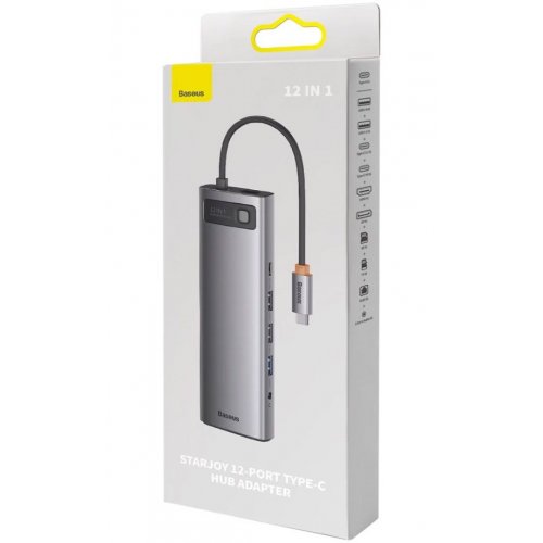 USB-хаб Baseus Metal Gleam Series USB Type-C 12 in- 1 (WKWG020213) Gray купить в Украине: Киев, Днепр, Харьков, Одесса  | Низкая цена, отзывы, характеристики от TELEMART фото