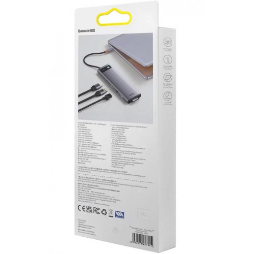 USB-хаб Baseus Metal Gleam Series USB Type-C 12 in- 1 (WKWG020213) Gray купить в Украине: Киев, Днепр, Харьков, Одесса  | Низкая цена, отзывы, характеристики от TELEMART фото
