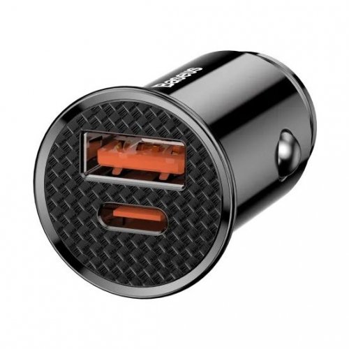 Автомобильное зарядное устройство Baseus Circular Plastic USB + USB Type-C 30W (CCALL-YS01) Black купить в Украине: Киев, Днепр, Харьков, Одесса  | Низкая цена, отзывы, характеристики от TELEMART фото