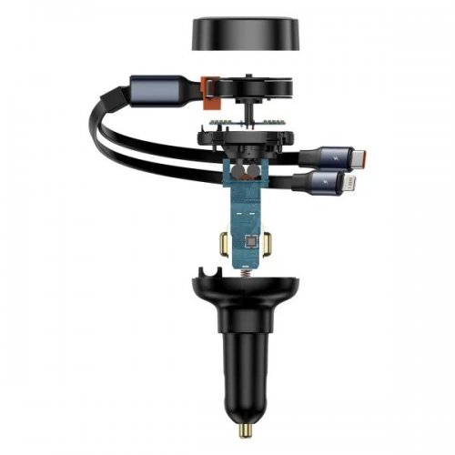 Автомобільний зарядний пристрій Baseus Enjoyment Pro USB Type-C with Retractable Cable USB Type-C + Lightning 60W (C00057802111-00) Black купити в Україні: Київ, Львів, Хмельницький, Тернопіль, Івано-Франківськ | Низька ціна, відгуки, характеристики від TELEMART фото