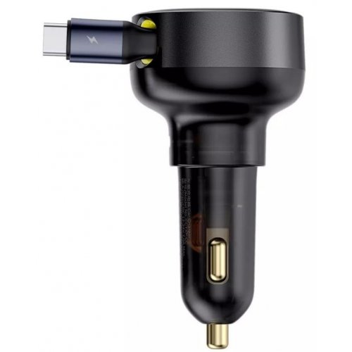 Автомобільний зарядний пристрій Baseus Enjoyment Pro USB Type-C with Retractable Cable USB Type-C 60W (C00057802111-01) Black купити в Україні: Київ, Львів, Хмельницький, Тернопіль, Івано-Франківськ | Низька ціна, відгуки, характеристики від TELEMART фото