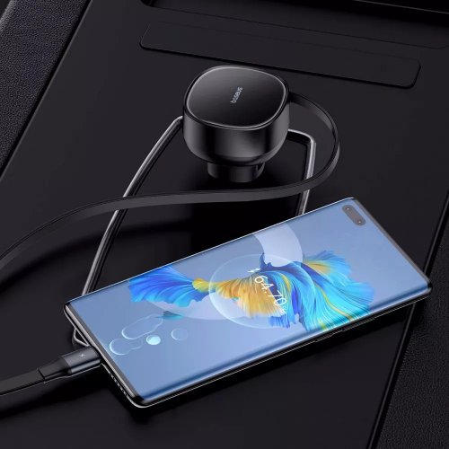 Автомобільний зарядний пристрій Baseus Enjoyment Pro USB Type-C with Retractable Cable USB Type-C 60W (C00057802111-01) Black купити в Україні: Київ, Львів, Хмельницький, Тернопіль, Івано-Франківськ | Низька ціна, відгуки, характеристики від TELEMART фото