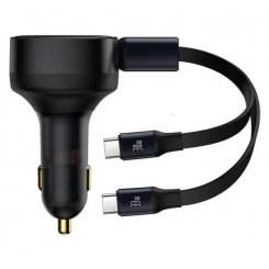 Автомобільний зарядний пристрій Baseus Enjoyment with Retractable Cable 2 x USB Type-C 33W (C00035500111-00) Black