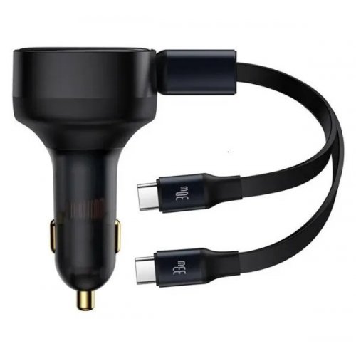 Автомобільний зарядний пристрій Baseus Enjoyment with Retractable Cable 2 x USB Type-C 33W (C00035500111-00) Black купити в Україні: Київ, Львів, Хмельницький, Тернопіль, Івано-Франківськ | Низька ціна, відгуки, характеристики від TELEMART фото