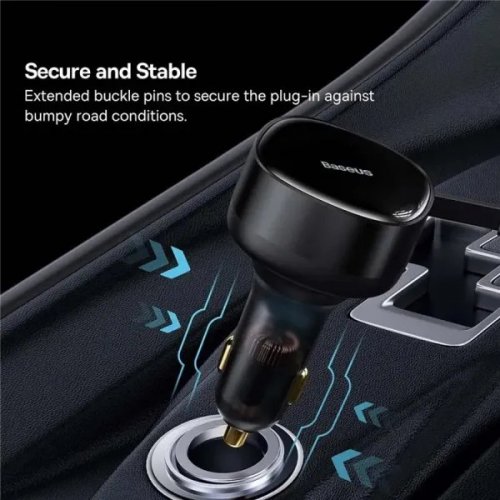 Автомобільний зарядний пристрій Baseus Enjoyment with Retractable Cable 2 x USB Type-C 33W (C00035500111-00) Black купити в Україні: Київ, Львів, Хмельницький, Тернопіль, Івано-Франківськ | Низька ціна, відгуки, характеристики від TELEMART фото