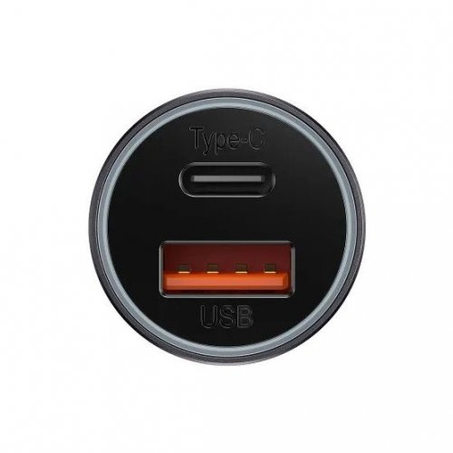 Автомобільний зарядний пристрій Baseus Golden Contactor Max USB + USB Type-C 60W (CGJM000113) Dark Gray купити в Україні: Київ, Львів, Хмельницький, Тернопіль, Івано-Франківськ | Низька ціна, відгуки, характеристики від TELEMART фото