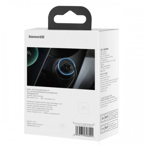 Автомобільний зарядний пристрій Baseus Golden Contactor Max USB + USB Type-C 60W (CGJM000113) Dark Gray купити в Україні: Київ, Львів, Хмельницький, Тернопіль, Івано-Франківськ | Низька ціна, відгуки, характеристики від TELEMART фото