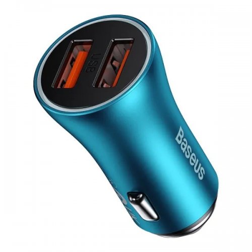 Автомобільний зарядний пристрій Baseus Golden Contactor Max 2 x USB 60W (CGJM000003) Blue купити в Україні: Київ, Львів, Хмельницький, Тернопіль, Івано-Франківськ | Низька ціна, відгуки, характеристики від TELEMART фото