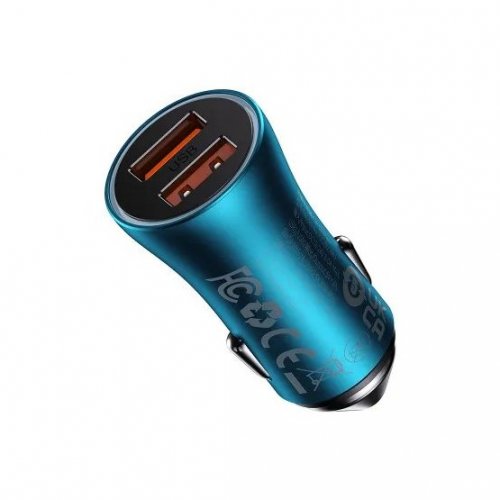 Автомобільний зарядний пристрій Baseus Golden Contactor Max 2 x USB 60W (CGJM000003) Blue купити в Україні: Київ, Львів, Хмельницький, Тернопіль, Івано-Франківськ | Низька ціна, відгуки, характеристики від TELEMART фото