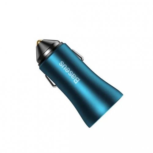 Автомобільний зарядний пристрій Baseus Golden Contactor Max 2 x USB 60W (CGJM000003) Blue купити в Україні: Київ, Львів, Хмельницький, Тернопіль, Івано-Франківськ | Низька ціна, відгуки, характеристики від TELEMART фото