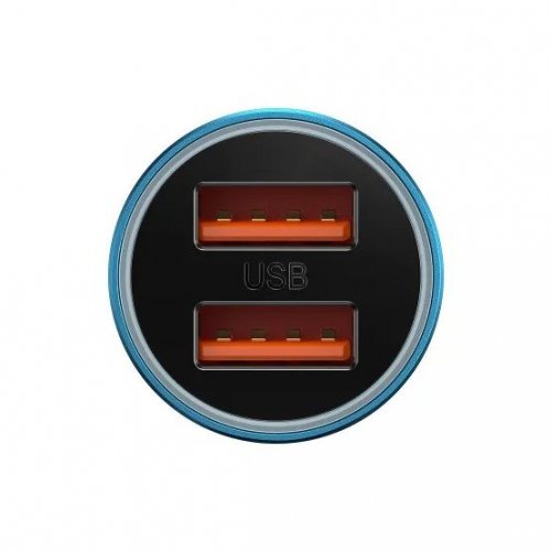 Автомобільний зарядний пристрій Baseus Golden Contactor Max 2 x USB 60W (CGJM000003) Blue купити в Україні: Київ, Львів, Хмельницький, Тернопіль, Івано-Франківськ | Низька ціна, відгуки, характеристики від TELEMART фото