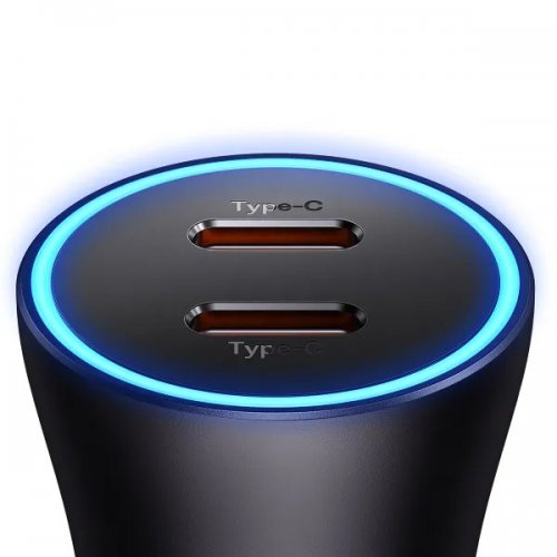 Автомобільний зарядний пристрій Baseus Golden Contactor Pro 2 x USB Type-C 40W (CGJP000013) Dark Gray купити в Україні: Київ, Львів, Хмельницький, Тернопіль, Івано-Франківськ | Низька ціна, відгуки, характеристики від TELEMART фото