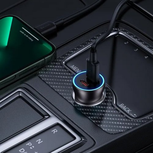 Автомобільний зарядний пристрій Baseus Golden Contactor Pro 2 x USB Type-C 40W (CGJP000013) Dark Gray купити в Україні: Київ, Львів, Хмельницький, Тернопіль, Івано-Франківськ | Низька ціна, відгуки, характеристики від TELEMART фото