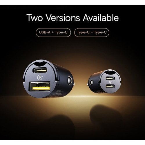 Автомобільний зарядний пристрій Baseus Tiny Star Mini 2 x USB Type-C 30W (C00035001121-03) Black купити в Україні: Київ, Львів, Хмельницький, Тернопіль, Івано-Франківськ | Низька ціна, відгуки, характеристики від TELEMART фото