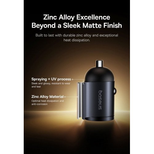 Автомобільний зарядний пристрій Baseus Tiny Star Mini 2 x USB Type-C 30W (C00035001121-03) Black купити в Україні: Київ, Львів, Хмельницький, Тернопіль, Івано-Франківськ | Низька ціна, відгуки, характеристики від TELEMART фото