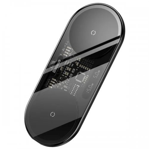Беспроводное зарядное устройство Baseus Digital LED Display 2 in 1 Wireless 20W (WXSX010101) Black купить в Украине: Киев, Днепр, Харьков, Одесса  | Низкая цена, отзывы, характеристики от TELEMART фото