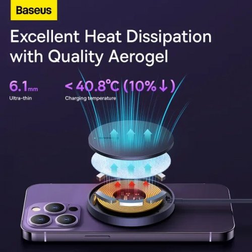 Бездротовий зарядний пристрій Baseus Simple Mini3 Magnetic Wireless 15W (CCJJ040205) Purple купити в Україні: Київ, Львів, Хмельницький, Тернопіль, Івано-Франківськ | Низька ціна, відгуки, характеристики від TELEMART фото