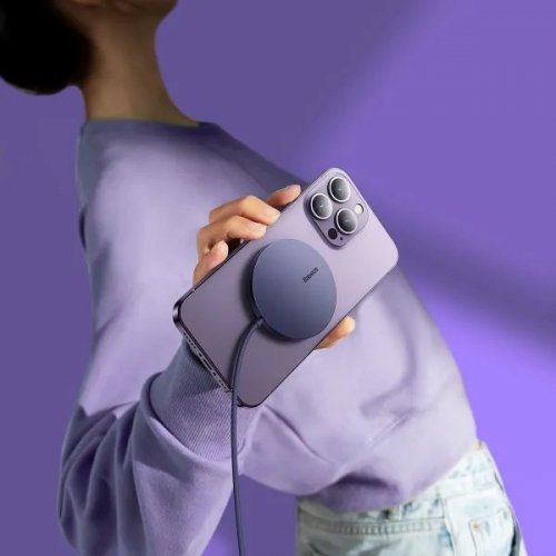 Бездротовий зарядний пристрій Baseus Simple Mini3 Magnetic Wireless 15W (CCJJ040205) Purple купити в Україні: Київ, Львів, Хмельницький, Тернопіль, Івано-Франківськ | Низька ціна, відгуки, характеристики від TELEMART фото