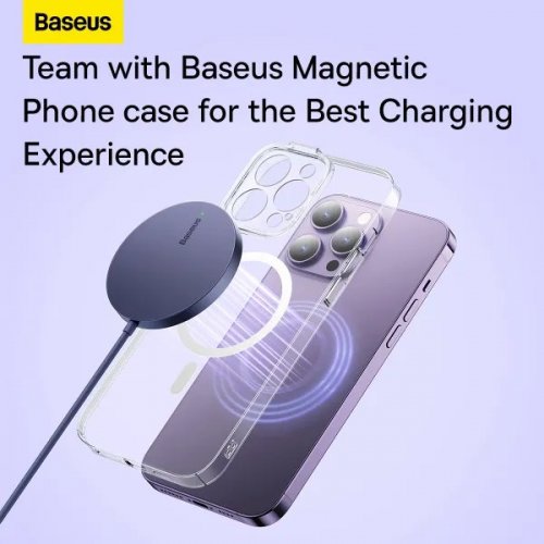 Бездротовий зарядний пристрій Baseus Simple Mini3 Magnetic Wireless 15W (CCJJ040205) Purple купити в Україні: Київ, Львів, Хмельницький, Тернопіль, Івано-Франківськ | Низька ціна, відгуки, характеристики від TELEMART фото