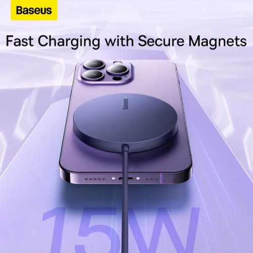 Бездротовий зарядний пристрій Baseus Simple Mini3 Magnetic Wireless 15W (CCJJ040205) Purple купити в Україні: Київ, Львів, Хмельницький, Тернопіль, Івано-Франківськ | Низька ціна, відгуки, характеристики від TELEMART фото