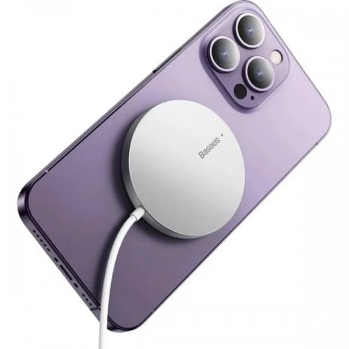 Бездротовий зарядний пристрій Baseus Simple Mini3 Magnetic Wireless 15W (CCJJ040012) Silver купити в Україні: Київ, Львів, Хмельницький, Тернопіль, Івано-Франківськ | Низька ціна, відгуки, характеристики від TELEMART фото