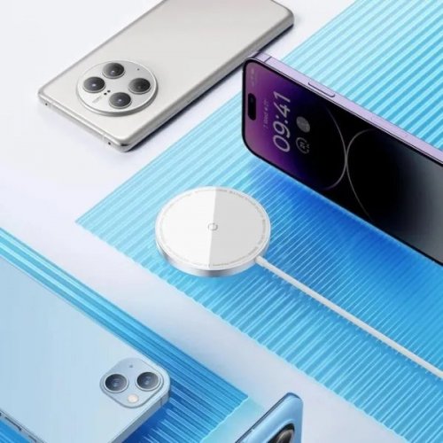 Бездротовий зарядний пристрій Baseus Simple Mini3 Magnetic Wireless 15W (CCJJ040012) Silver купити в Україні: Київ, Львів, Хмельницький, Тернопіль, Івано-Франківськ | Низька ціна, відгуки, характеристики від TELEMART фото