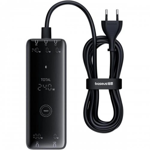 Сетевое зарядное устройство Baseus Digital GaN Intelligent Desktop USB + 3 x USB Type-C 240W (P10163901113-00) Black купить в Украине: Киев, Днепр, Харьков, Одесса  | Низкая цена, отзывы, характеристики от TELEMART фото