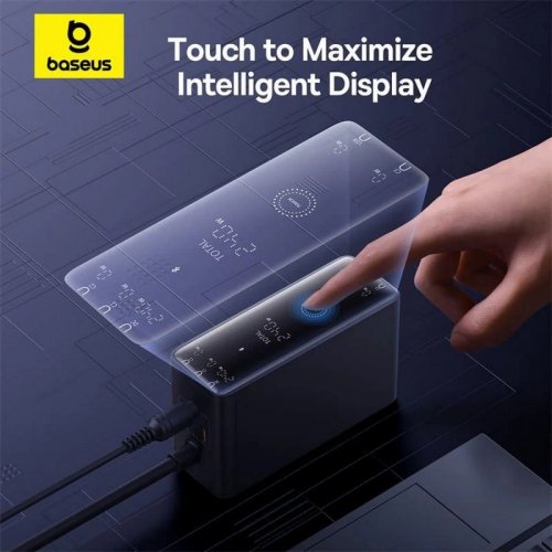 Сетевое зарядное устройство Baseus Digital GaN Intelligent Desktop USB + 3 x USB Type-C 240W (P10163901113-00) Black купить в Украине: Киев, Днепр, Харьков, Одесса  | Низкая цена, отзывы, характеристики от TELEMART фото