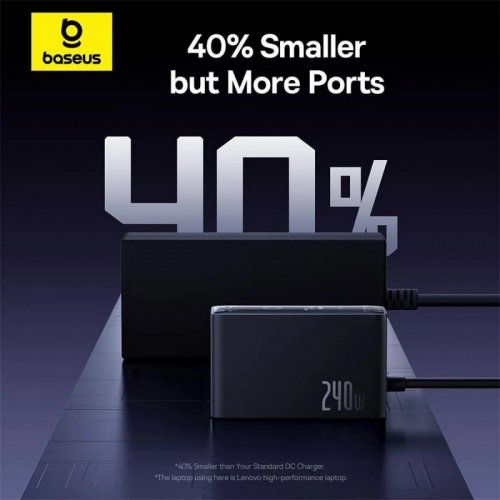 Сетевое зарядное устройство Baseus Digital GaN Intelligent Desktop USB + 3 x USB Type-C 240W (P10163901113-00) Black купить в Украине: Киев, Днепр, Харьков, Одесса  | Низкая цена, отзывы, характеристики от TELEMART фото