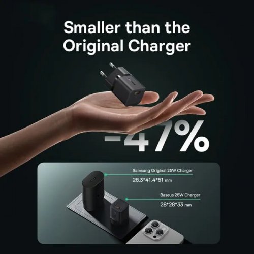 Сетевое зарядное устройство Baseus GaN5 Mini USB Type-C 25W (P10110909113-00) Black купить в Украине: Киев, Днепр, Харьков, Одесса  | Низкая цена, отзывы, характеристики от TELEMART фото