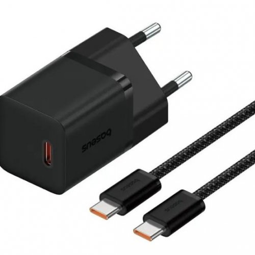 Сетевое зарядное устройство Baseus GaN5 Mini USB Type-C 30W + Cable USB Type-C to USB Type-C 100W 1m (P10110902113-00) Black купить в Украине: Киев, Днепр, Харьков, Одесса  | Низкая цена, отзывы, характеристики от TELEMART фото