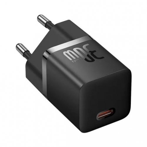 Сетевое зарядное устройство Baseus GaN5 Mini USB Type-C 30W + Cable USB Type-C to USB Type-C 100W 1m (P10110902113-00) Black купить в Украине: Киев, Днепр, Харьков, Одесса  | Низкая цена, отзывы, характеристики от TELEMART фото