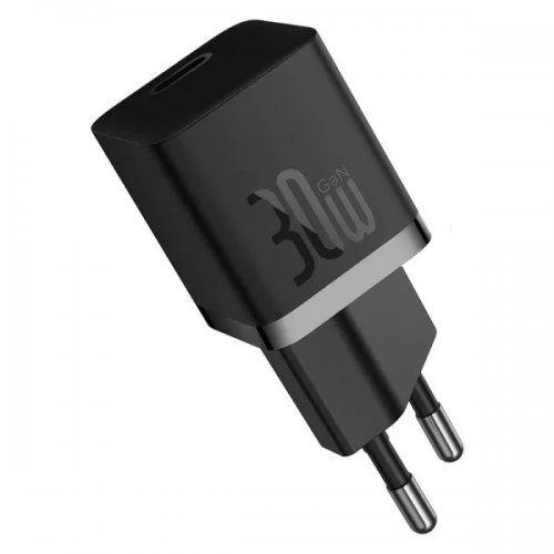 Сетевое зарядное устройство Baseus GaN5 Mini USB Type-C 30W + Cable USB Type-C to USB Type-C 100W 1m (P10110902113-00) Black купить в Украине: Киев, Днепр, Харьков, Одесса  | Низкая цена, отзывы, характеристики от TELEMART фото