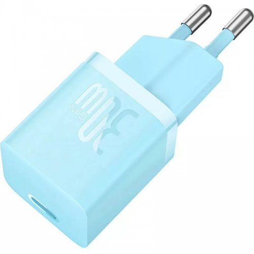 Сетевое зарядное устройство Baseus GaN5 Mini USB Type-C 30W + Cable USB Type-C to USB Type-C 100W 1m (P10110902313-00) Blue купить в Украине: Киев, Днепр, Харьков, Одесса  | Низкая цена, отзывы, характеристики от TELEMART фото