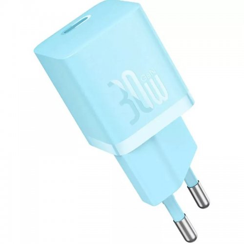 Сетевое зарядное устройство Baseus GaN5 Mini USB Type-C 30W + Cable USB Type-C to USB Type-C 100W 1m (P10110902313-00) Blue купить в Украине: Киев, Днепр, Харьков, Одесса  | Низкая цена, отзывы, характеристики от TELEMART фото
