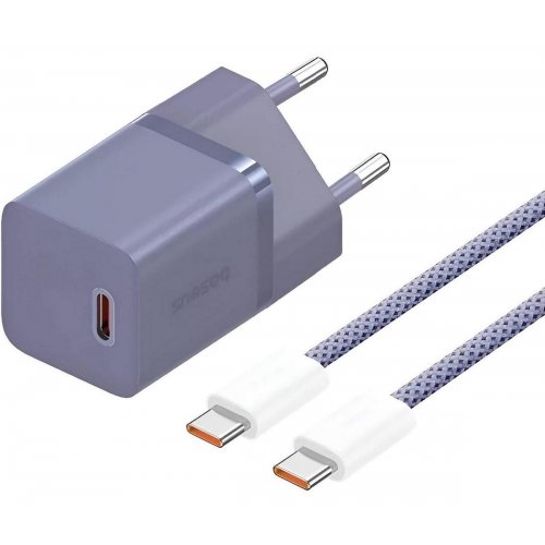 Сетевое зарядное устройство Baseus GaN5 Mini USB Type-C 30W + Cable USB Type-C to USB Type-C 100W 1m (P10110902523-00) Purple купить в Украине: Киев, Днепр, Харьков, Одесса  | Низкая цена, отзывы, характеристики от TELEMART фото