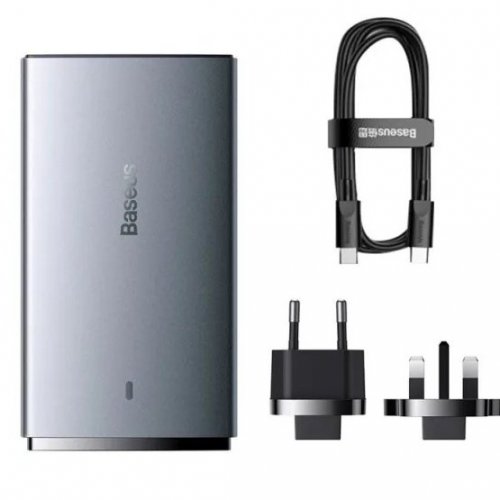 Мережевий зарядний пристрій Baseus GaN5 Pro Ultra-Slim USB + USB Type-C 65W + Cable USB Type-C to USB Type-C 100W 1m (CCGP150113) Grey купити в Україні: Київ, Львів, Хмельницький, Тернопіль, Івано-Франківськ | Низька ціна, відгуки, характеристики від TELEMART фото