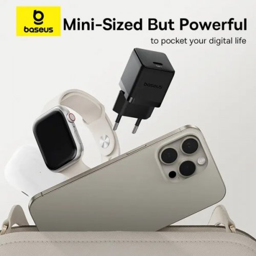 Мережевий зарядний пристрій Baseus Palm USB Type-C 20W (P10111602113-00) Black купити в Україні: Київ, Львів, Хмельницький, Тернопіль, Івано-Франківськ | Низька ціна, відгуки, характеристики від TELEMART фото