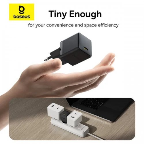 Мережевий зарядний пристрій Baseus Palm USB Type-C 20W (P10111602113-00) Black купити в Україні: Київ, Львів, Хмельницький, Тернопіль, Івано-Франківськ | Низька ціна, відгуки, характеристики від TELEMART фото