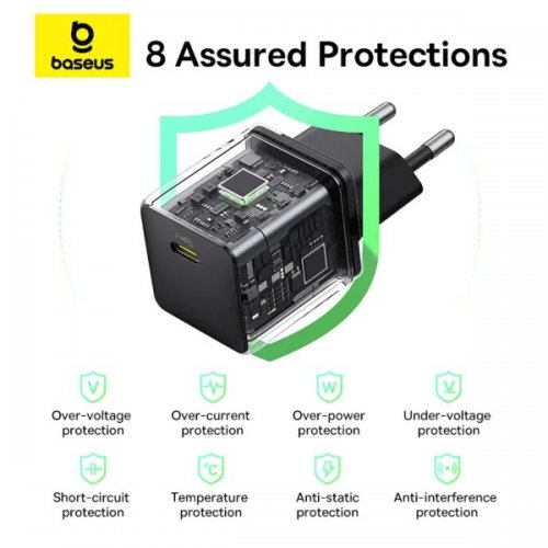 Мережевий зарядний пристрій Baseus Palm USB Type-C 20W (P10111602113-00) Black купити в Україні: Київ, Львів, Хмельницький, Тернопіль, Івано-Франківськ | Низька ціна, відгуки, характеристики від TELEMART фото