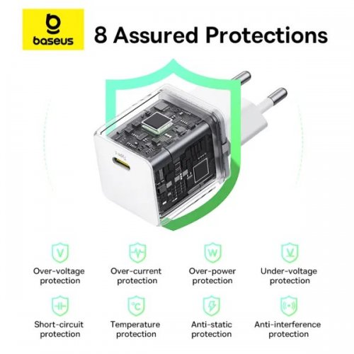 Мережевий зарядний пристрій Baseus Palm USB Type-C 20W (P10111602213-00) White купити в Україні: Київ, Львів, Хмельницький, Тернопіль, Івано-Франківськ | Низька ціна, відгуки, характеристики від TELEMART фото